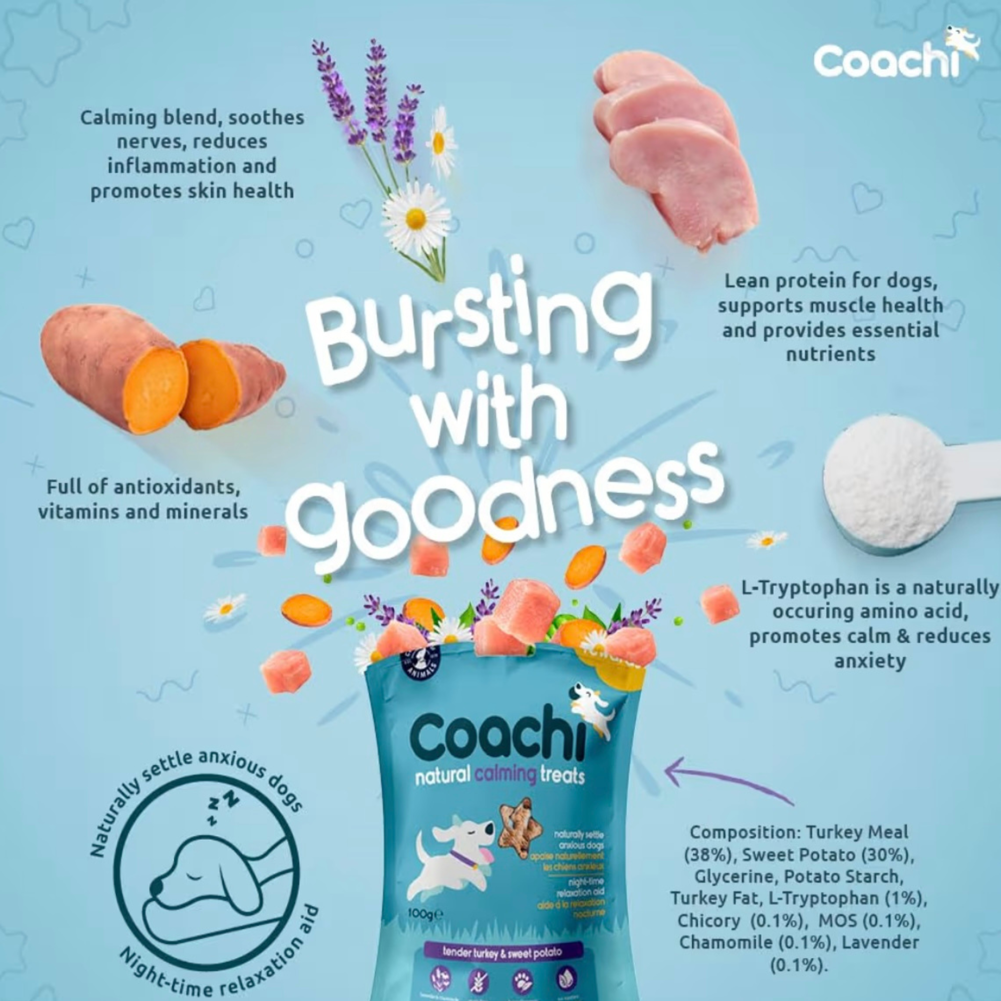 Coachi Natural Calming Treats Turkey 100g