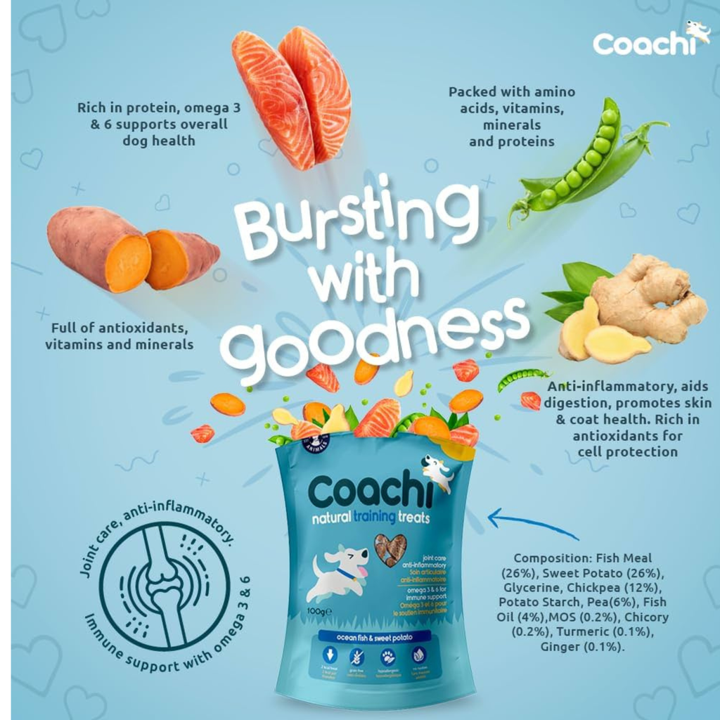 Coachi Natural Training Dog Treats Fish and Sweet Potato 100g