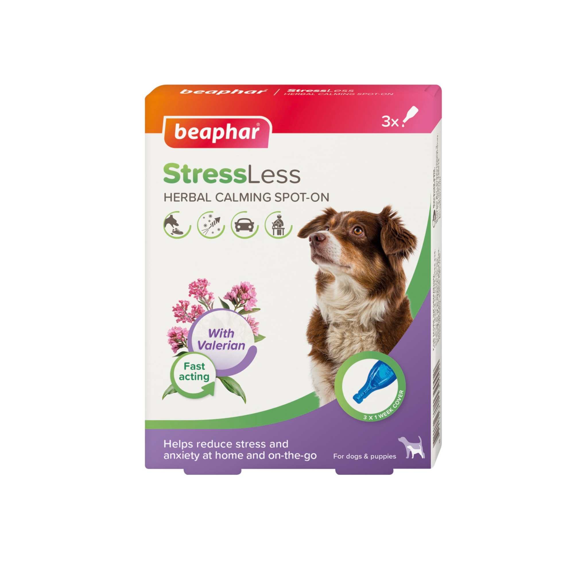 Beaphar StressLess Herbal Calming Spot-On for Dogs, 3 pipettes